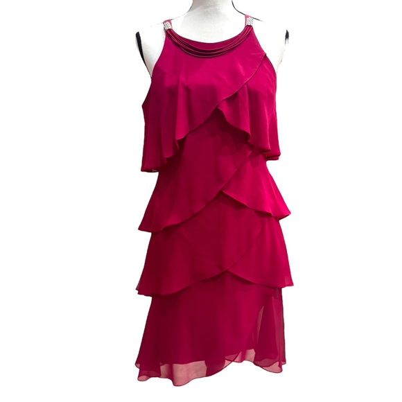 SL Fashions Tiered Fuschia Pink Dress 10P - Picture 4 of 10